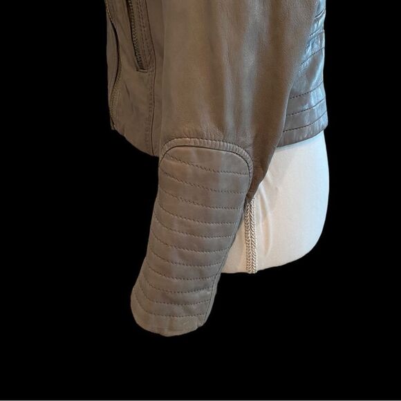 BB Dakota Grey Leather Moto Jacket Size XS - Picture 5 of 13